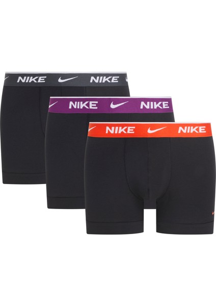 Erkek Nike Marka Logolu Elastik Bantlı Günlük Kullanıma Uygun Siyah-Siyah-Siyah Boxer 0000KE1008-N51