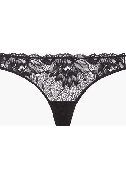 Kadın Calvin Klein Imzalı Elastik Bel Bantlı Dantel Süslemeli Mikrofiber Jarseli Yüksek Belli Siyah Külot 000QF6397E-UB1