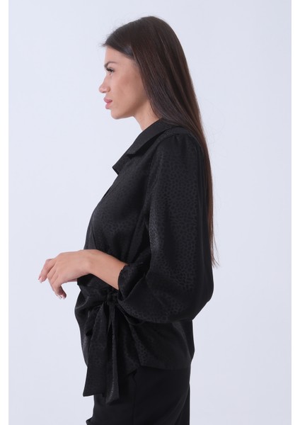 Siyah Yandan Bağlama Detaylı Bluz Gömlek 41620075.01 indirimleri