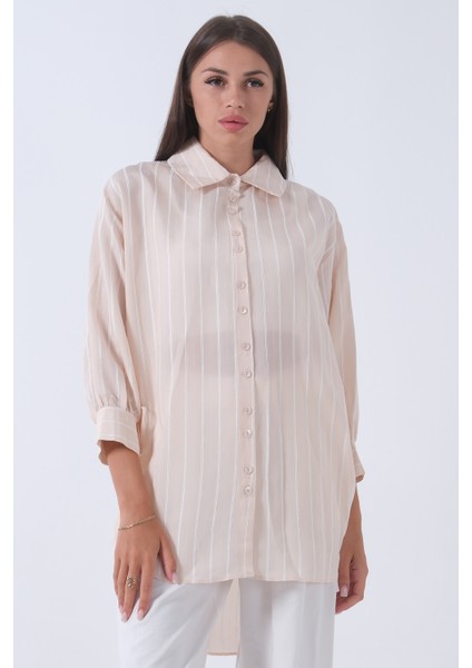 Bej Manşeti Bağcıklı Tunik 3972905.55