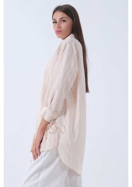 Bej Manşeti Bağcıklı Tunik 3972905.55