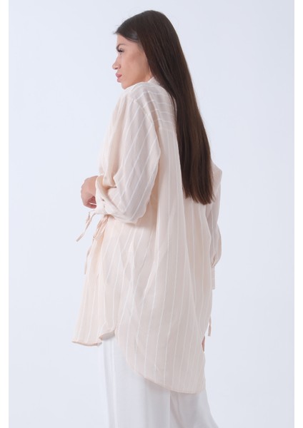 Bej Manşeti Bağcıklı Tunik 3972905.55