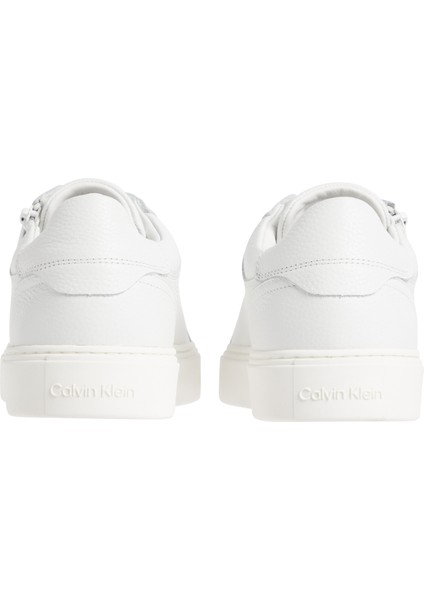 Calvin Klein Erkek Marka Logolu Şık Görünüşlü Deri  Gündelik Kullanıma Uygun Siyah-Beyaz Sneaker HM0HM01475-0K4