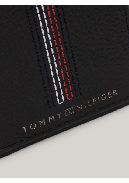 Tommy Hilfiger Erkek Marka Logolu Birden Fazla Kart Yuvalı Kağıt Para Bölmeli Siyah Cüzdan AM0AM12659-BDS