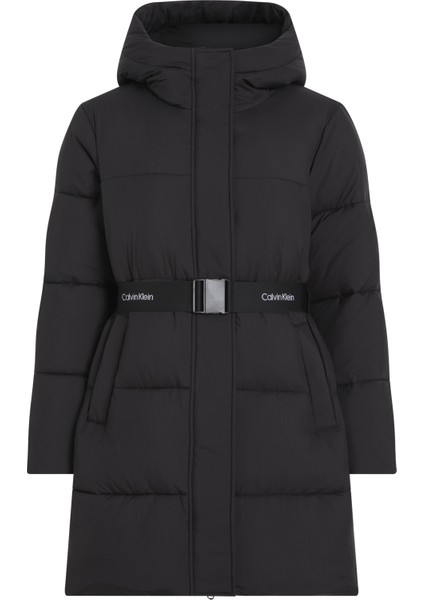 Kadın / Kız Siyah Kapüşonlu Uzun Kollu Kemerli Siyah Mont J20J224122-BEH