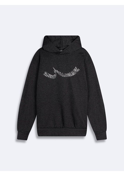Erkek Kapüşonlu Regular Antrasit Sweatshırt