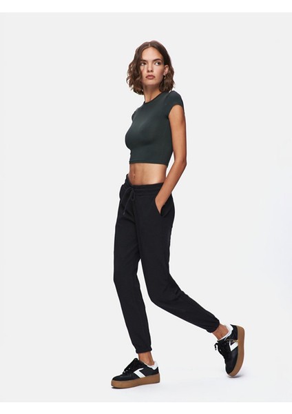 Düz Jogger Regular Fit Siyah Eşofman