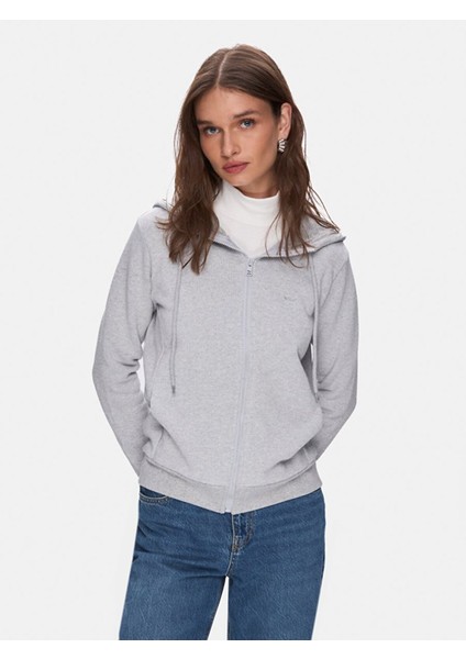 Düz Kapüşonlu Fermuarlı Regular Fit Gri Sweatshırt fiyatları