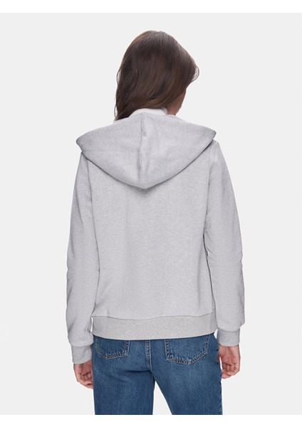 Düz Kapüşonlu Fermuarlı Regular Fit Gri Sweatshırt modelleri