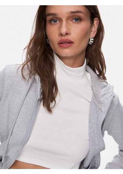Düz Kapüşonlu Fermuarlı Regular Fit Gri Sweatshırt fırsatları