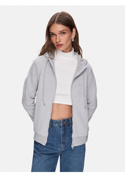 Düz Kapüşonlu Fermuarlı Regular Fit Gri Sweatshırt indirimleri