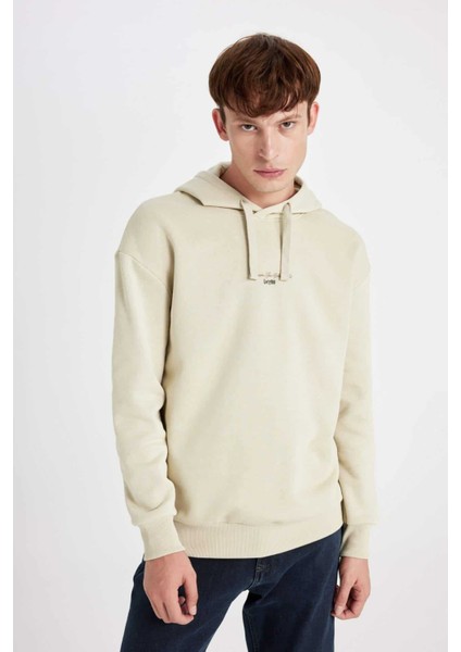 Boxy Fit Kapüşonlu Sırt Baskılı Sweatshirt C6148AX24AU
