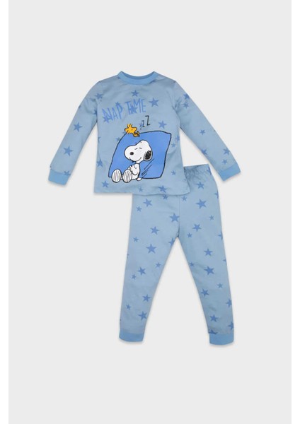 Erkek Bebek Snoopy Uzun Kollu Üst Uzun Alt Penye Pijama Takımı D3550A524WN