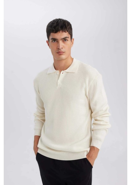Standart Fit Polo Yaka Düğmeli Triko Kazak D1959AX24AU modelleri