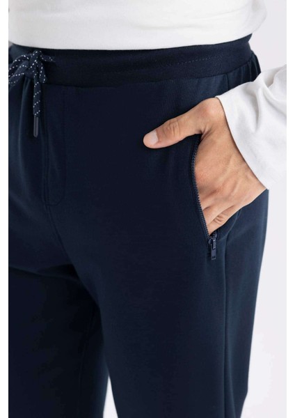 Lacivert Eşofman Altı Slim Fit Dar Kesim Fermuarlı Basic Düz Paça D6091AX24AU