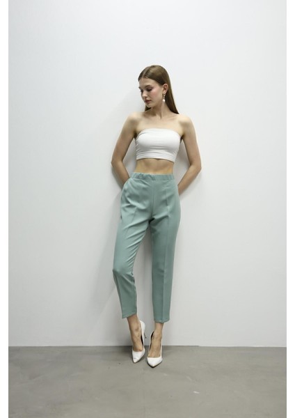 Havuç Paça Yüksek Bel Likralı Dokuma Kadın Pantolon 1005 modelleri