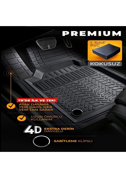 Dacia Duster 2 Wd (4x4) 2016 ile Uyumlu 4d Havuzlu Üniversal Yeni Nesil Pro Paspas Siyah - 1hobicity