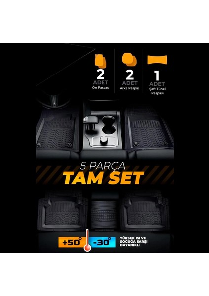 Opel Combo Combi 2005 ile Uyumlu 4d Havuzlu Üniversal Yeni Nesil Pro Paspas Siyah - 1hobicity