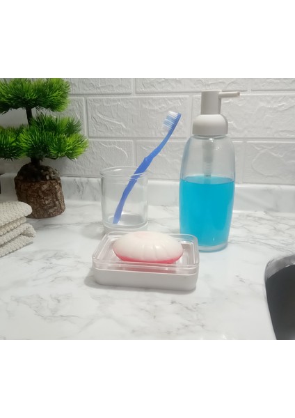 3 Lü Banyo Seti Beyaz Cam 20X20X10CM