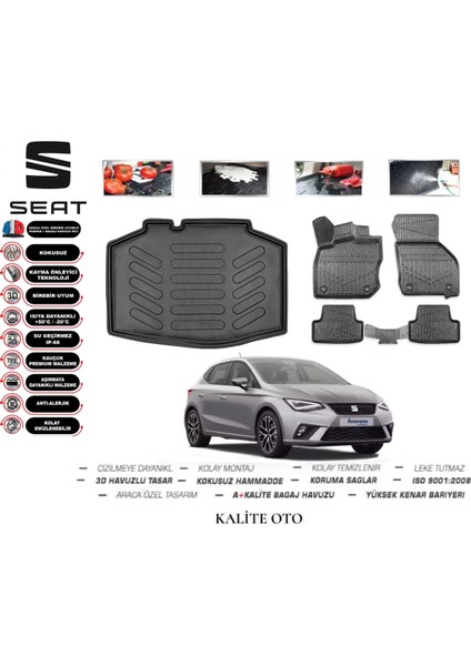 Seat Ibiza 2024 Model 3D Bagaj Havuzu+4d Havuzlu Paspas Seti
