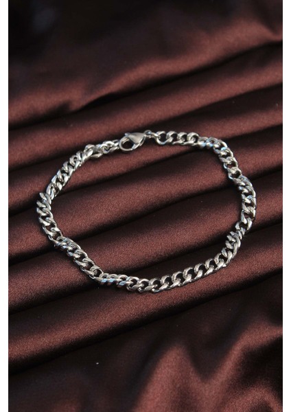 316L Çelik Gümüş Renk Klasik Zincir Erkek Bileklik
