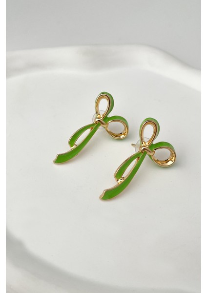 Mineli Metal Fiyonk Küpe (Ölçü:2cm*4 Cm)