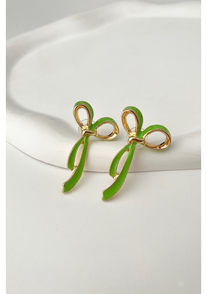 Mineli Metal Fiyonk Küpe (Ölçü:2cm*4 Cm)