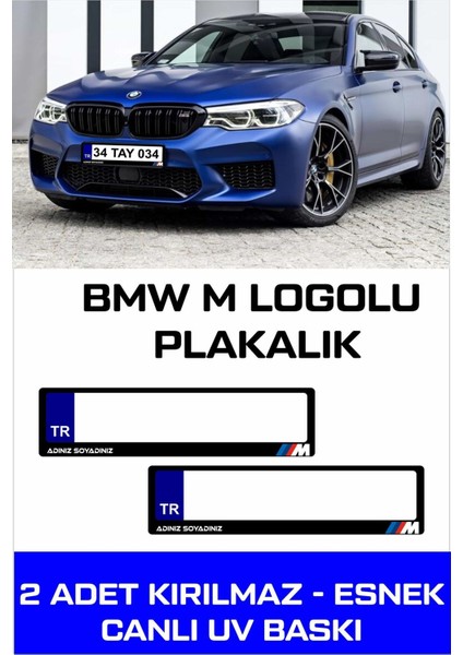 Bmw M Oto Plakalık Isimli Kişiye Özel Kırılmaz Siyah UV Kabartmalı 2 Adet Takmatik