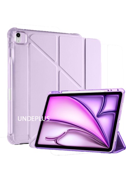 Apple iPad Air 13INÇ M2 2024 Kılıf Kalem Bölmeli Trifolding Case A2898 A2899 A2900