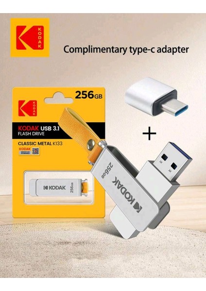 K133 Usb Flash Bellek 256Gb.Yüksek Hızlı 3.1 Usb Flash Bellek Dönüştürücü Hediye