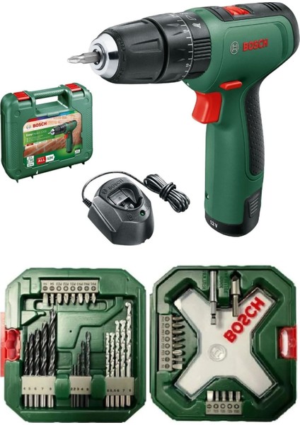 Darbeli Matkap Şarjlı Matkap Akülü Matkap Vidalama + 38 Parça Matkap Ucu Vidalama Ucu 12 Volt D