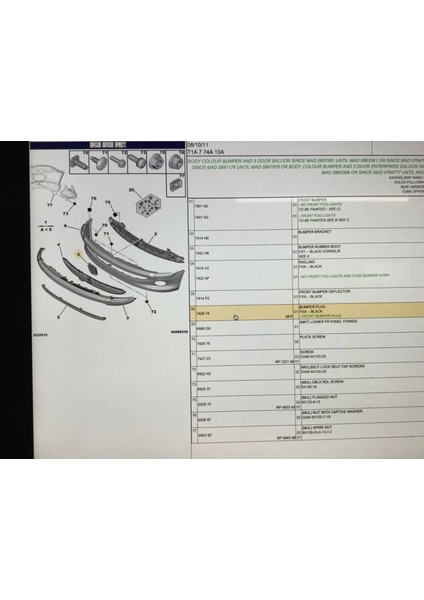Peugeot 206 Ön Tampon Izgara Kapağı (7429.74) fiyatları