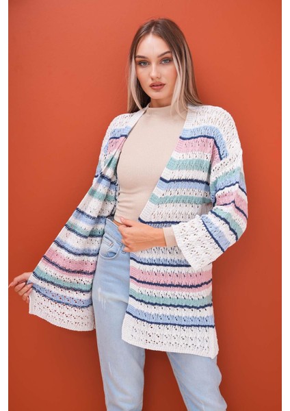 Kadın Çizgi Desenli Triko Örme Hırka 245295 - fiyatları