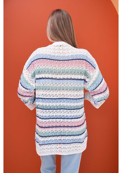 Kadın Çizgi Desenli Triko Örme Hırka 245295 - indirimleri