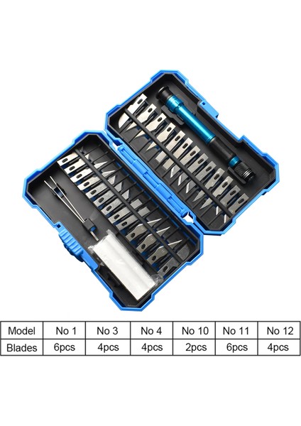 Rekotools-29 Parça Oyma Bıçağı Seti Hassas Kesici Renkli Kolu Neşter Çakı Sanat Kağıt El Aracı