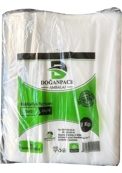 Şeffaf Naylon 3'lük 25 x 42 cm Bakkaliye Poşeti Torbası - 3 Kg. - Ort. 420 Adet - 3 Paket