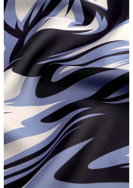 Mavi Nilsu Desen Twill Ipek Eşarp modelleri