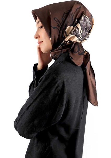 Kahverengi Begonya Desen Sura Ipek Eşarp fiyatları