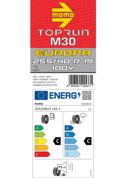 255/40 R19 100Y XL M30 Toprun Oto Yaz Lastiği ( Üretim Yılı: 2023 )