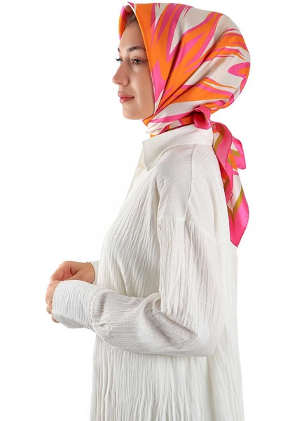 Fuşya Nilsu Desen Twill Ipek Eşarp fiyatları