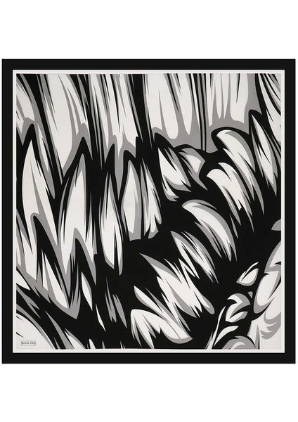 Siyah Nilsu Desen Twill Ipek Eşarp