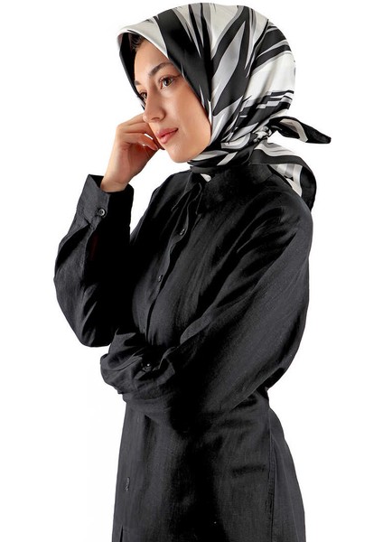 Siyah Nilsu Desen Twill Ipek Eşarp fiyatları