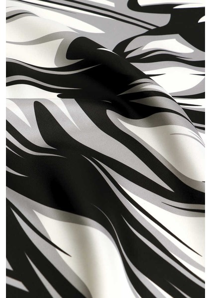 Siyah Nilsu Desen Twill Ipek Eşarp modelleri