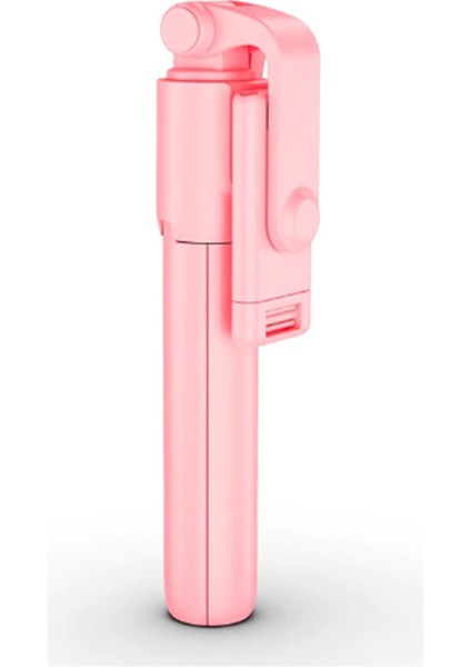 2n1 Telefon Tutucu Pembe Telefon Selfie Çubuğu Ayaklı Tripod Kablosuz Bluetooth Kumandalı
