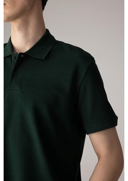 New Regular Fit Kısa Kollu Polo Tişört Yeşil