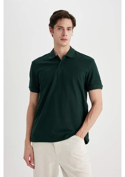 New Regular Fit Kısa Kollu Polo Tişört Yeşil