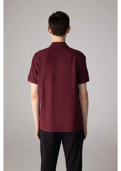 New Regular Fit Kısa Kollu Polo Tişört Bordo