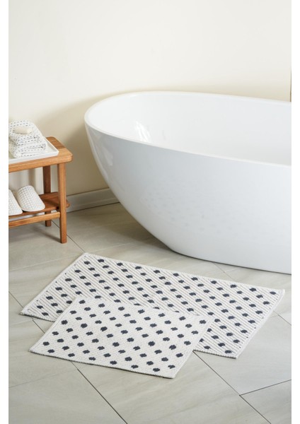 Freya Doğal Pamuklu 2'li Banyo Paspas Seti 60X100+50X60 cm - Antrasit