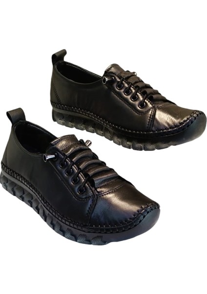 Elis 24 K 470 Kadın Deri Comfort Casual Ayakkabı Siyah