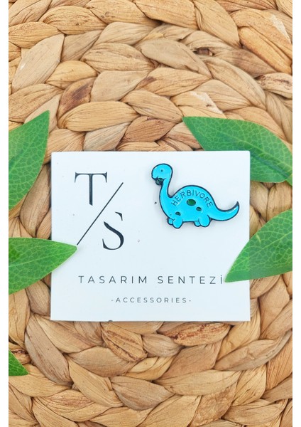 Rozet Metal Broş Yaka Okul Çantası Kıyafet Şapka Aksesuar Dinozor Mavi Hayvan Rosette
